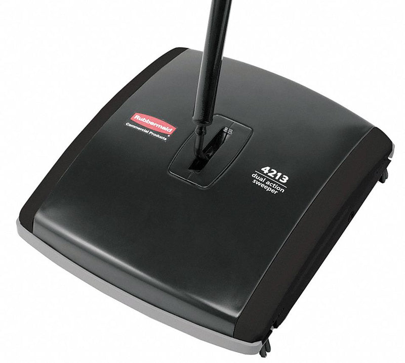 Rubbermaid Stick Sweeper, Manual, 7 1/2 in Cleaning Path Width, 40 in Handle Length, Dual Brush - FG421388BLA
