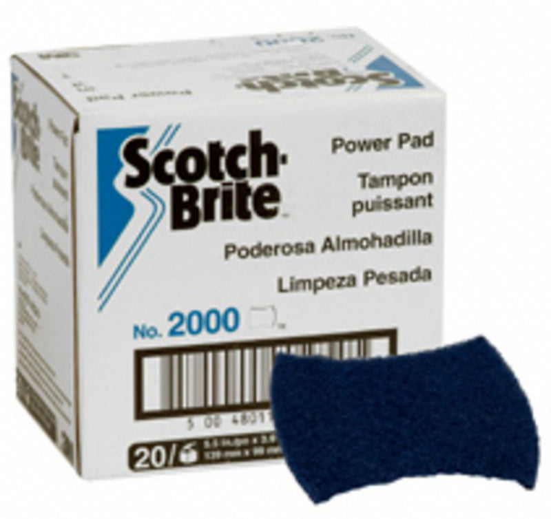 3M 5 1/2 in x 3 57/64 in Synthetic Fiber Scouring Pad, Blue, 20PK - 2000