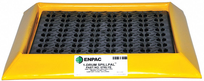Enpac Flexible Spill Containment Pallet, Uncovered, 24 gal Spill Capacity - 5765-YE-G
