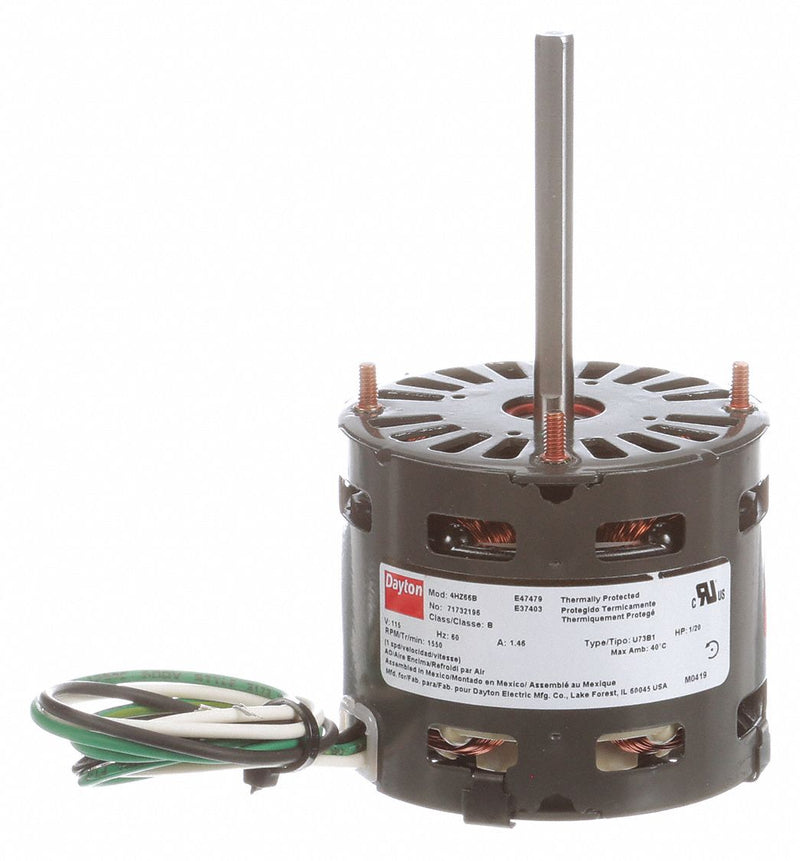 Dayton 1/25 HP Direct Drive Blower Motor, Shaded Pole, 1550 Nameplate RPM, 115 Voltage, Frame 3.3 - 71732196M