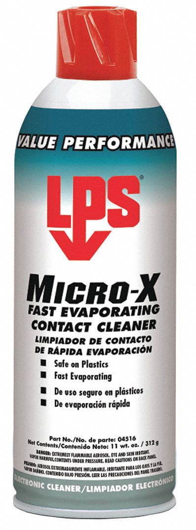 LPS Contact Cleaner, 11 oz Aerosol Can, Solvent Liquid, 1 EA - 4516
