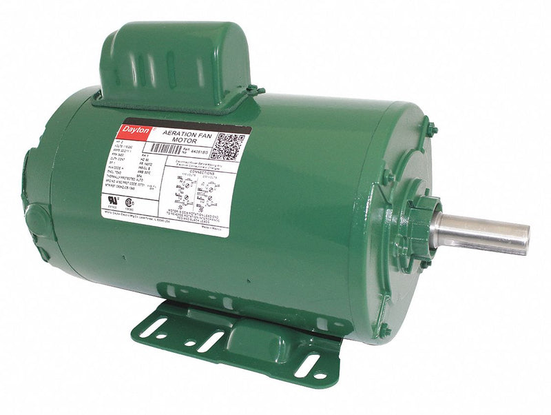 Dayton 2 HP Aeration Fan Motor,Capacitor-Start,3450 Nameplate RPM,115/230 Voltage,Frame 143TZ - 4K061