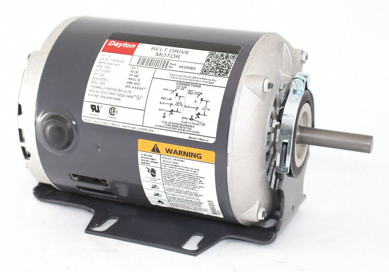 Dayton 1/2 HP Belt Drive Motor, Split-Phase, 1725 Nameplate RPM, 115/208-230 Voltage, Frame 48Z - 4K259