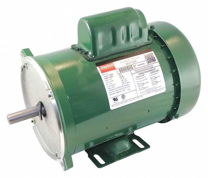 Dayton 1 HP Auger Drive Motor,Capacitor-Start,1725 Nameplate RPM,115/230 Voltage,Frame 56Y - 4K997