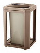Rubbermaid 50 gal Square Ashtray/Trash Can, Plastic, Dark Wood - FG397501DWOOD