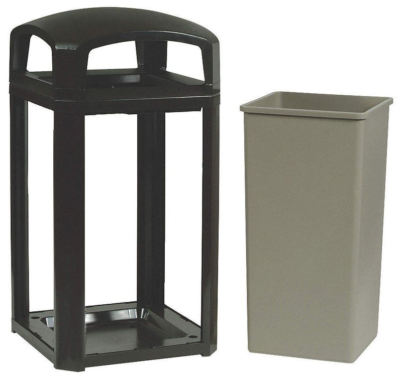 Rubbermaid 50 gal Square Ashtray/Trash Can, Plastic, Black - FG397501BLA