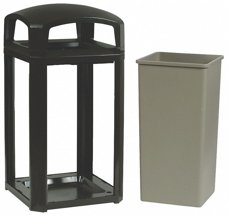 Rubbermaid 50 gal Square Trash Can, Plastic, Black - FG397500BLA