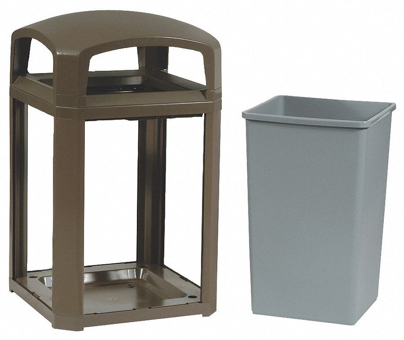 Rubbermaid 35 gal Square Trash Can, Plastic, Dark Wood - FG397000DWOOD