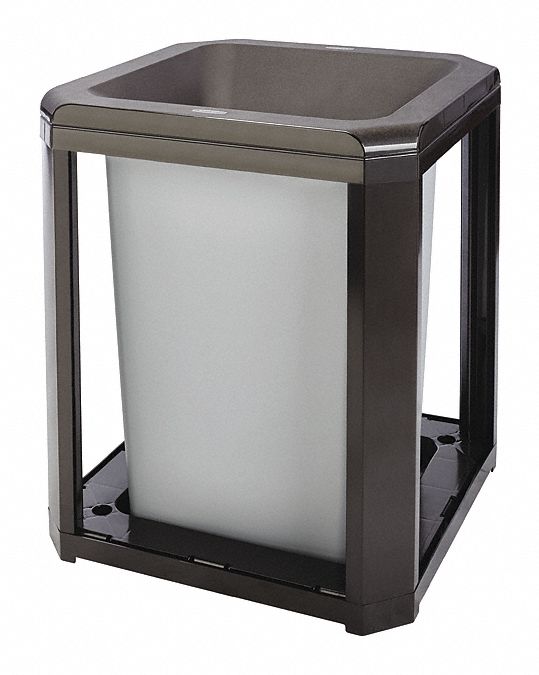 Rubbermaid 35 gal Square Trash Can, Plastic, Sable - FG397200SBLE