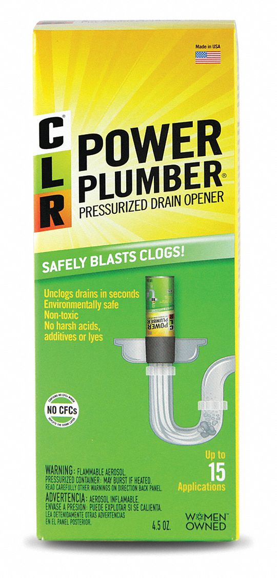 CLR Pressurized Drain Opener, 4.50 oz. Aerosol Can, Unscented Compressed Gas, Ready To Use, 1 EA - G-PP 4-5