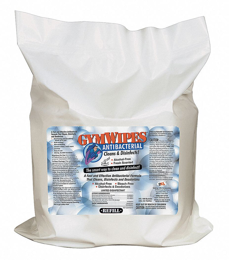 2XL Disinfecting and Sanitizing Wipes, Gym Equipment Disinfecting Wipes, Primary Chemical Quat - 2XL - 101