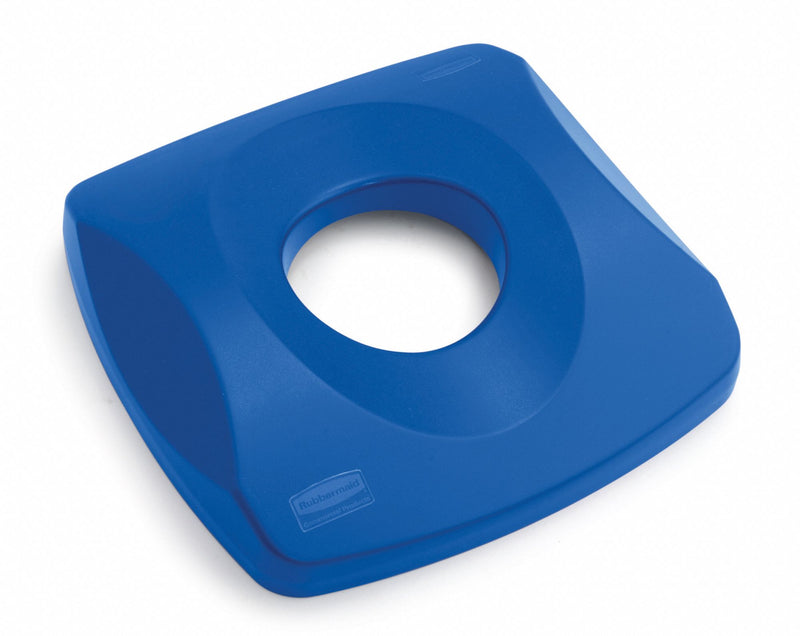 Rubbermaid Untouchable Series Bottle and Can Recycling Top, Square, Dome, 23 gal, Blue - FG269100BLUE
