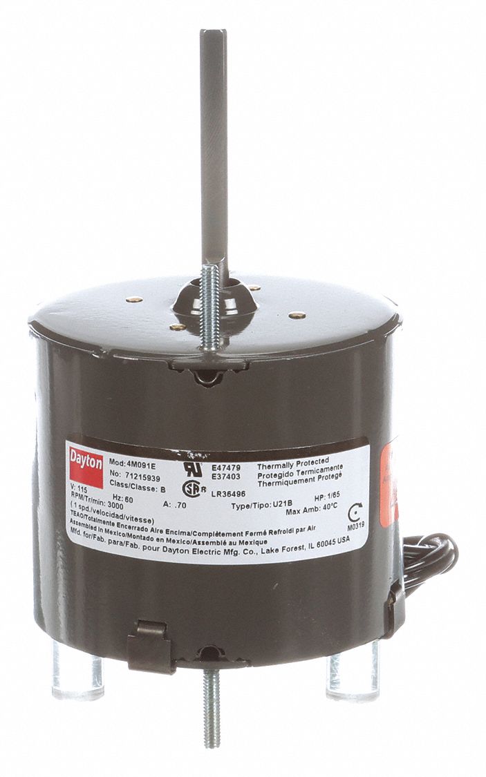 Dayton 1/65 HP, HVAC Motor, Shaded Pole, 3000 Nameplate RPM, 115 Voltage, Frame 3.3 - 71215939M