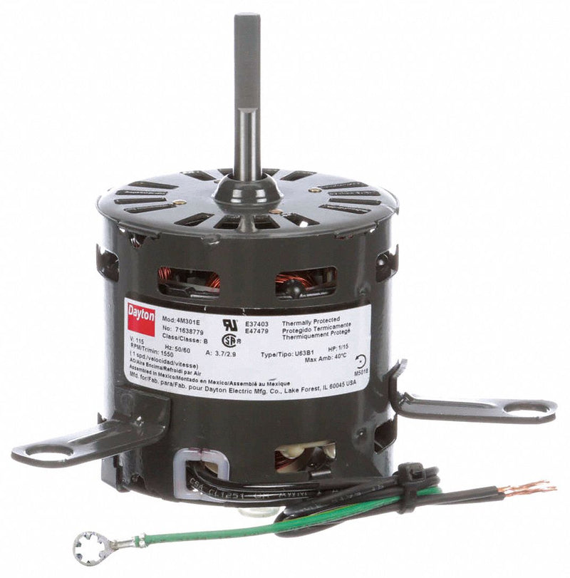 Dayton 1/15 HP, HVAC Motor, Shaded Pole, 1550 Nameplate RPM, 115 Voltage, Frame 3.3 - 71638779M