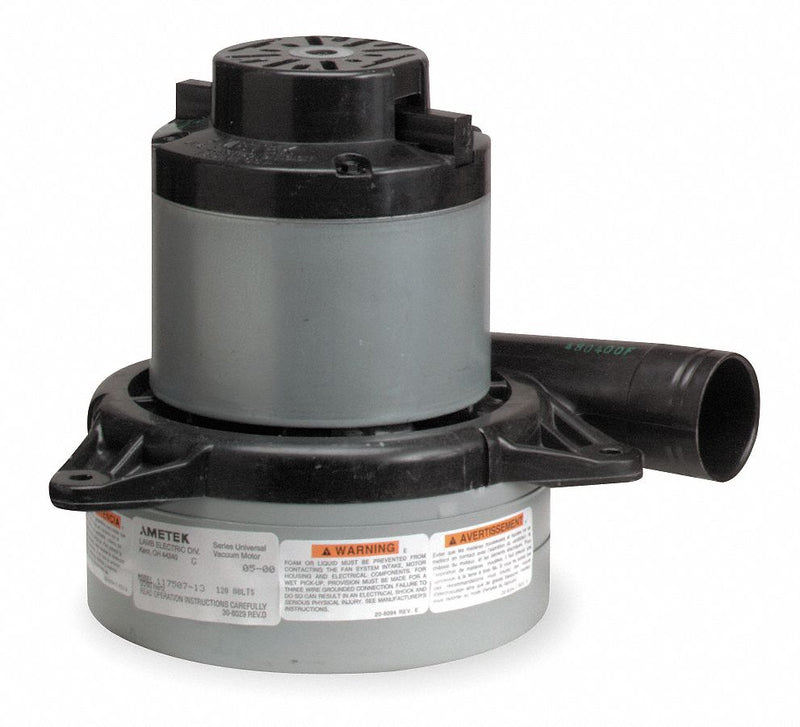 Ametek Lamb Tangential Bypass Vacuum Motor, 7.2 in Body Dia., 120 Voltage, Blower Stages: 2 - 117465-13