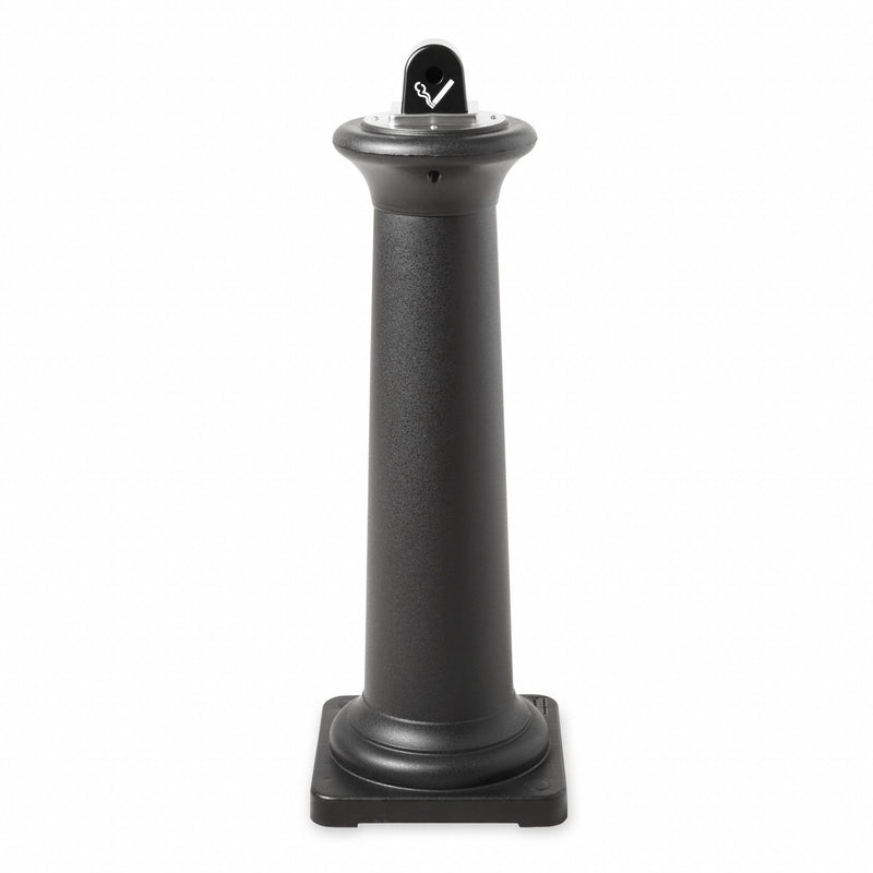 Rubbermaid 1 gal Cigarette Receptacle, 38 1/4 in Height, 13 in Base Dia., Plastic, Black - FG9W3000BLA