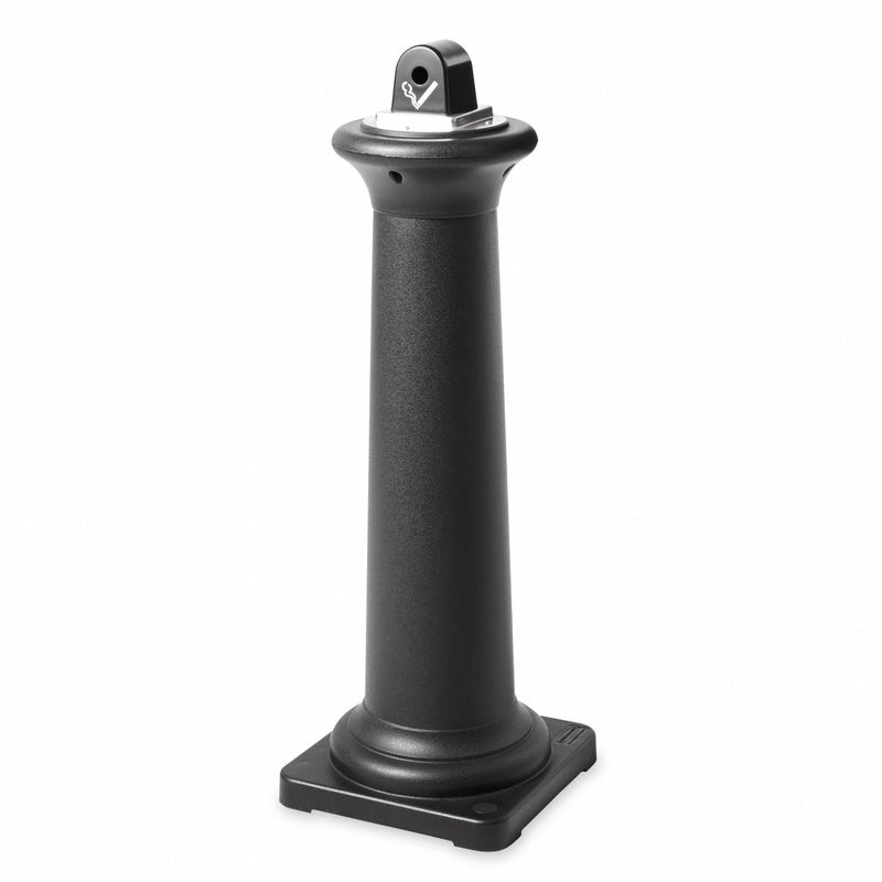 Rubbermaid 1 gal Cigarette Receptacle, 38 1/4 in Height, 13 in Base Dia., Plastic, Black - FG9W3000BLA