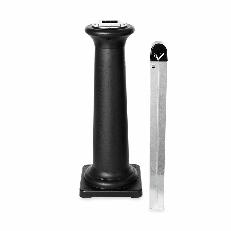 Rubbermaid 1 gal Cigarette Receptacle, 38 1/4 in Height, 13 in Base Dia., Plastic, Black - FG9W3000BLA