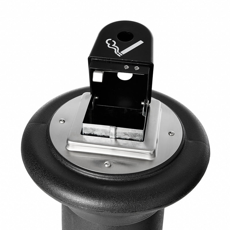 Rubbermaid 1 gal Cigarette Receptacle, 38 1/4 in Height, 13 in Base Dia., Plastic, Black - FG9W3000BLA