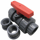 Top Brand Ball Valve, PVC, Inline True Union, 2-Piece, Pipe Size 1 1/4 in - 4PGD6