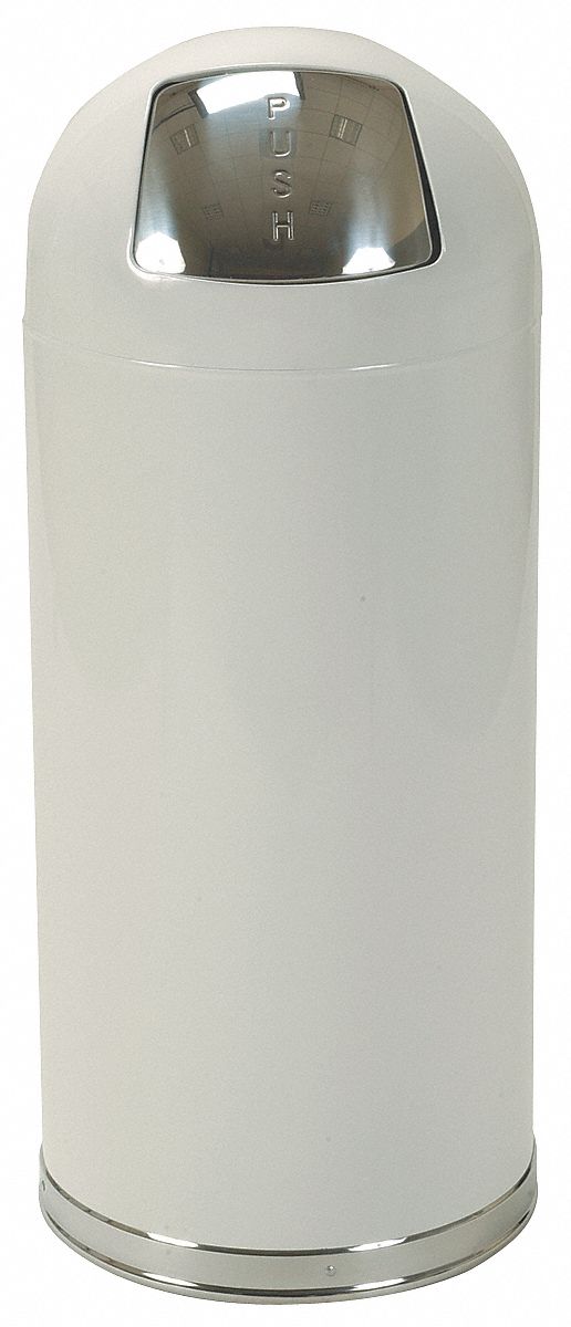 Tough Guy 15 gal Round Fire-Resistant Trash Can, Metal, White - 4PGG1