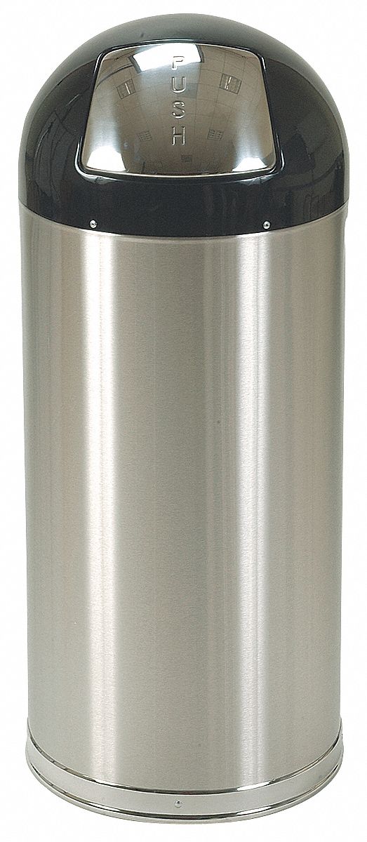 Tough Guy 12 gal Round Trash Can, Metal, Silver - 4PGG4