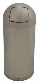 Tough Guy 15 gal Round Trash Can, Metal, Silver - 4PGG5