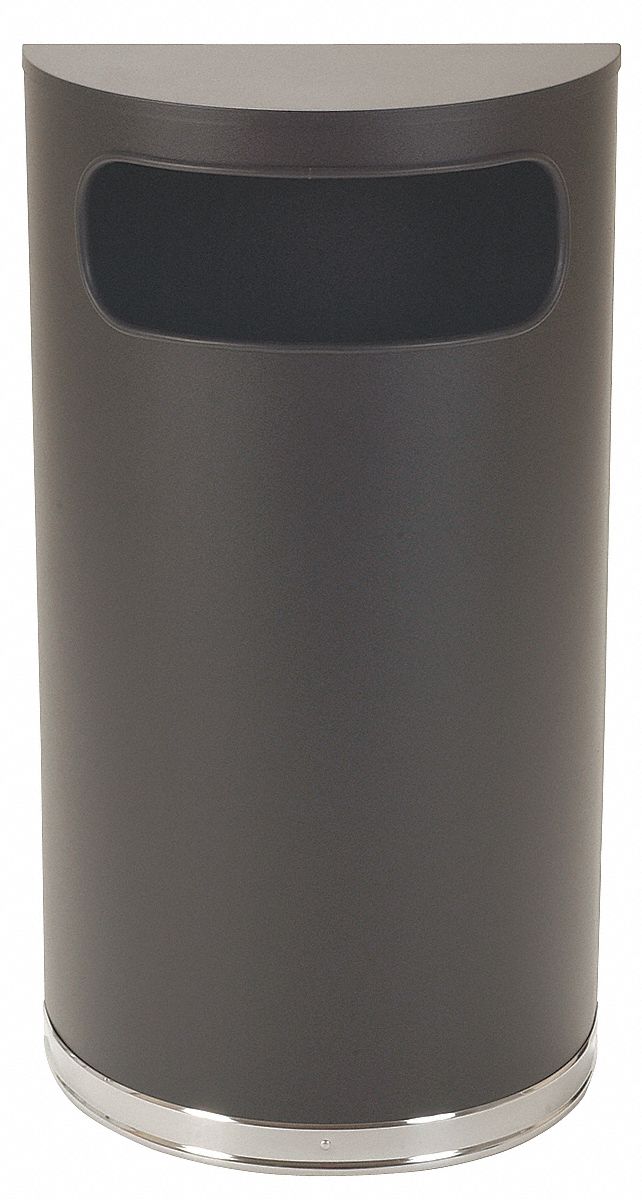 Tough Guy 9 gal. Half-Round Wastebasket, Metal, Black - 4PGG7