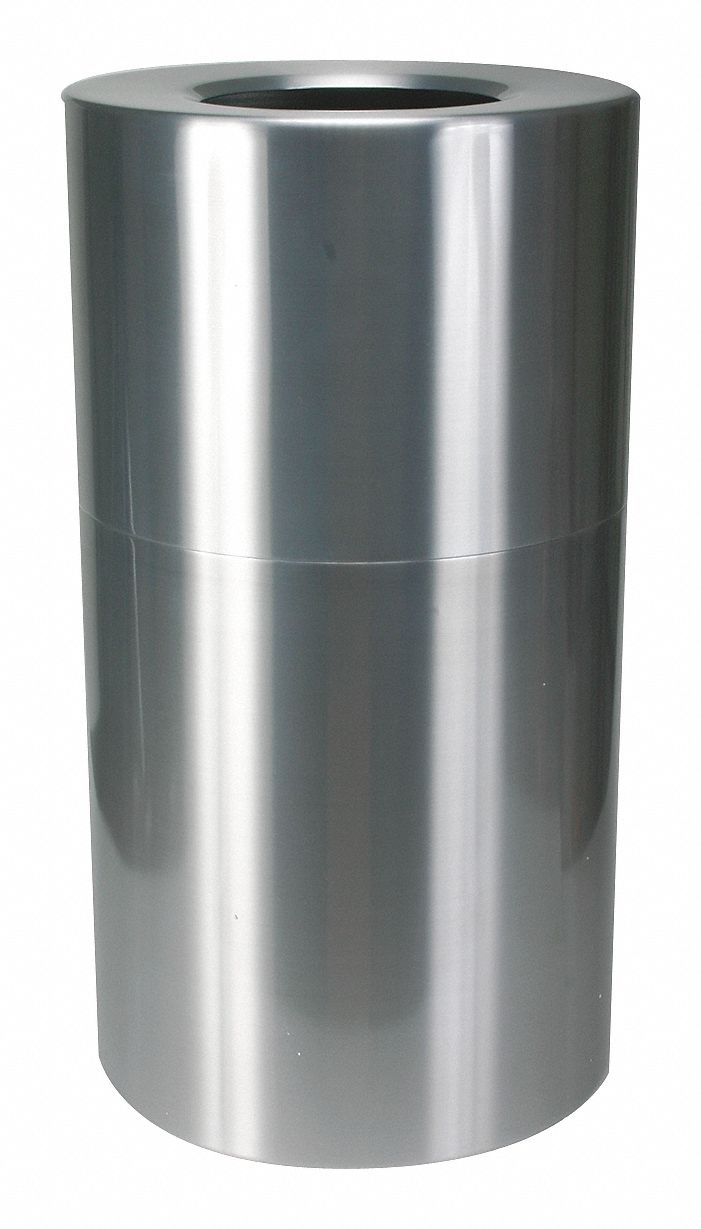 Tough Guy 35 gal Round Fire-Resistant Trash Can, Metal, Silver - 4PGH1