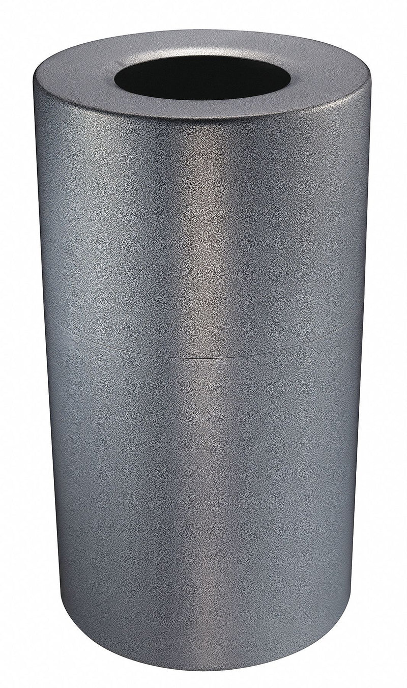 Tough Guy 35 gal Round Fire-Resistant Trash Can, Metal, Silver - 4PGH2