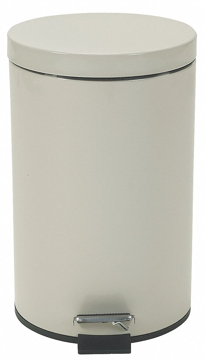 Tough Guy 3 1/2 gal Round Step Can, Metal, White - 4PGH8