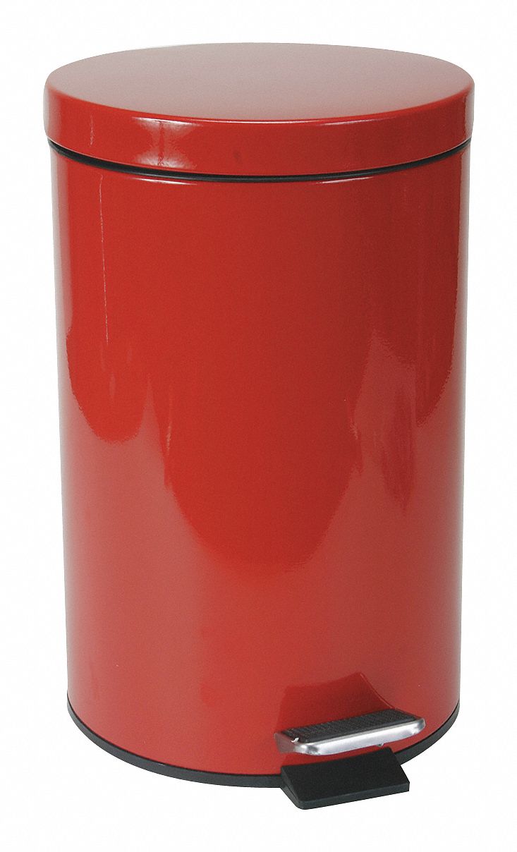 Tough Guy 3 1/2 gal Round Step Can, Metal, Red - 4PGJ2