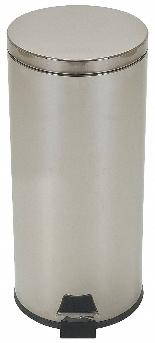 Tough Guy 8 gal Round Step Can, Metal, Silver - 4PGJ3