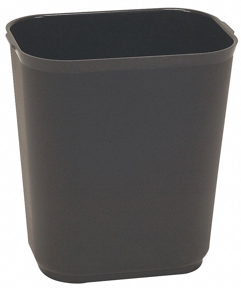 Tough Guy 3 1/2 gal Rectangular Fire-Resistant Wastebasket, Plastic, Black - 4PGL4