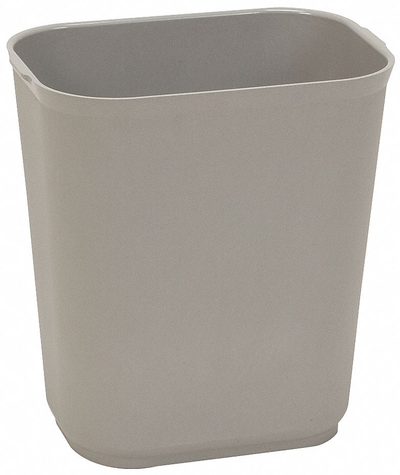 Tough Guy 3 1/2 gal Rectangular Fire-Resistant Wastebasket, Plastic, Gray - 4PGL5