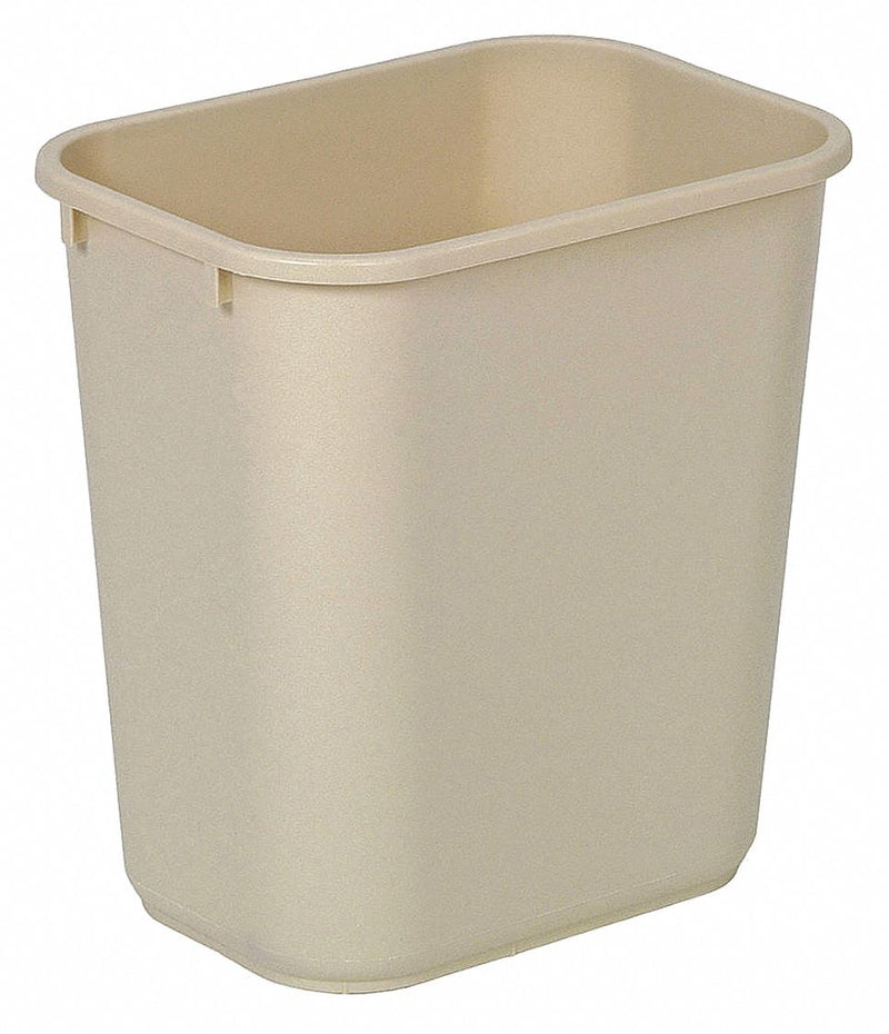 Tough Guy 3 1/2 gal Rectangular Wastebasket, Plastic, Beige - 4PGN3