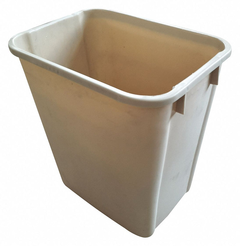 Tough Guy 10 gal Rectangular Wastebasket, Plastic, Beige - 4PGN9