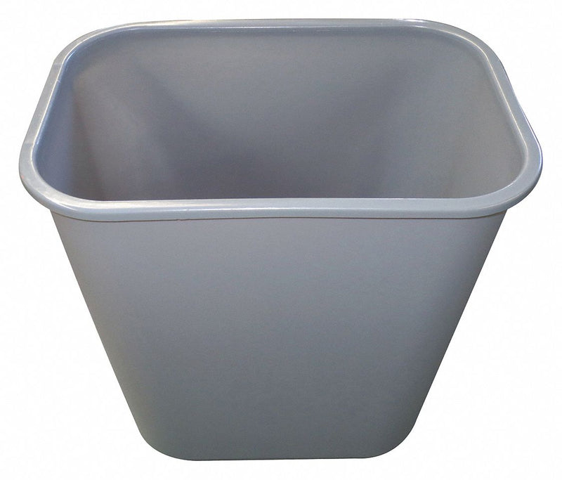 Tough Guy 10 gal Rectangular Wastebasket, Plastic, Gray - 4PGP1