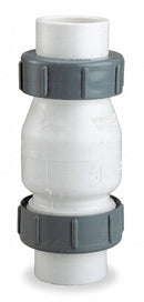 Dayton Check Valve, 1 1/2 in, Single, Inline True Union, PVC, Socket x Socket - 4RG90