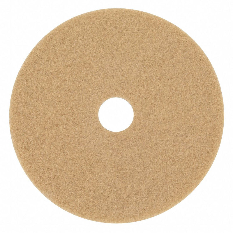 3M 27 in Non-Woven Polyester Fiber Round Burnishing Pad, 1500 to 3000 rpm, Tan, 5 PK - 3400
