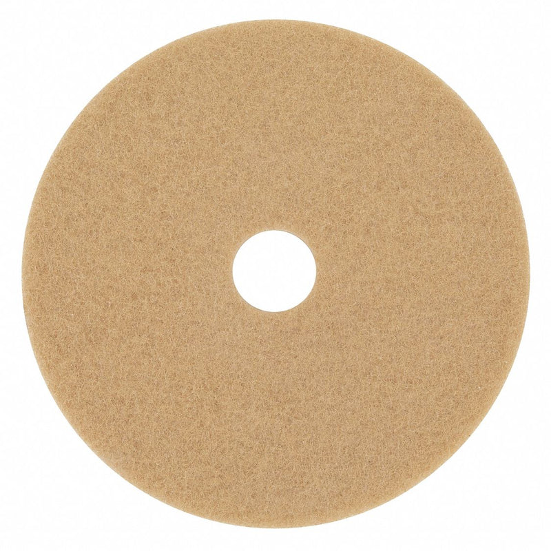 3M 21 in Non-Woven Polyester Fiber Round Burnishing Pad, 1500 to 3000 rpm, Tan, 5 PK - 3400