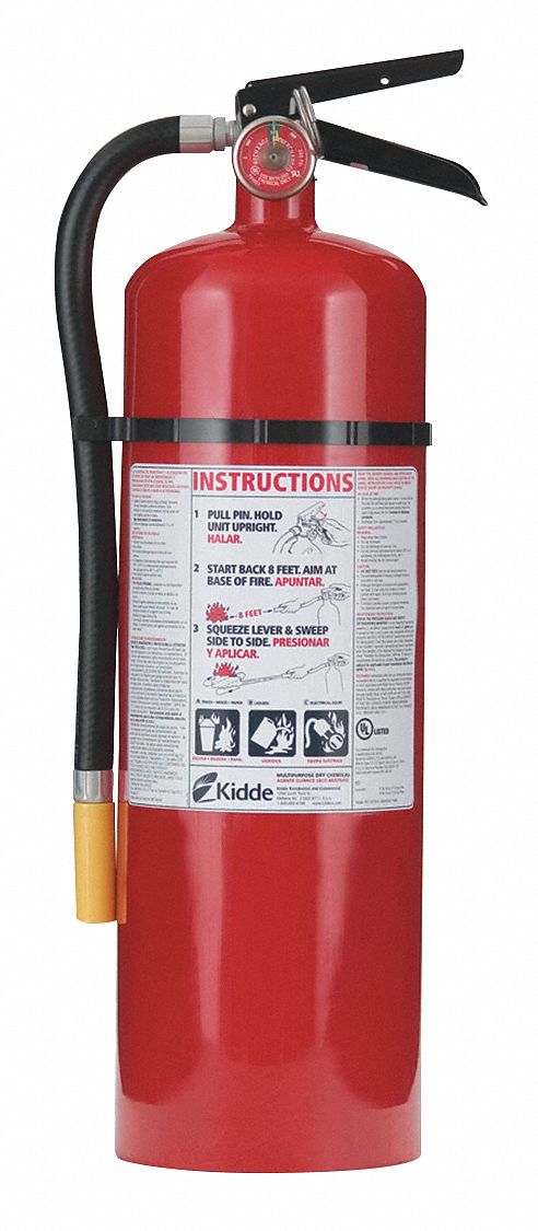 Kidde Fire Extinguisher, Dry Chemical, Monoammonium Phosphate, 10 lb, 4A:60B:C UL Rating - PRO10MP