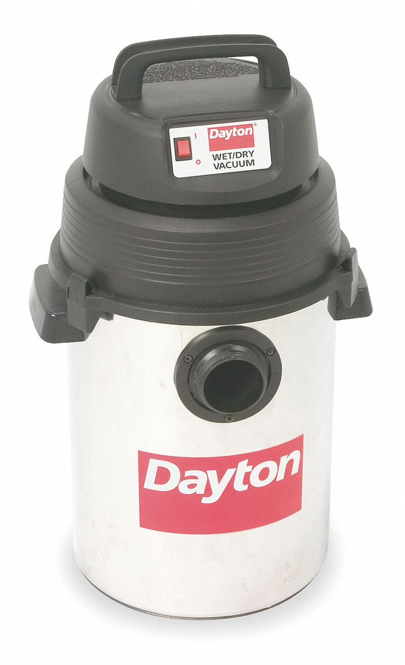 Dayton Wall-Mount Shop Vacuum, 6 gal Tank Size, 85 cfm, 1 1/2 in Vacuum Hose Dia. - 4TB90