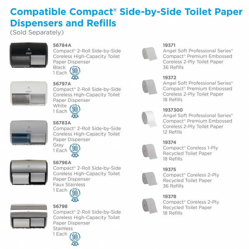 Georgia-Pacific Toilet Paper Dispenser, Compact(R), Black, Coreless, (2) Rolls Dispenser Capacity, Plastic - 56784A