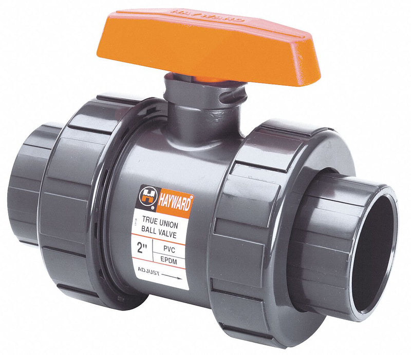 Hayward Ball Valve, CPVC, Inline True Union, 2-Piece, Pipe Size 4 in, Connection Type Socket x Socket - TB2400SE