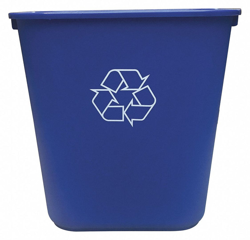 Tough Guy 10 gal Rectangular Recycling Wastebasket, Plastic, Blue - 4UAU6