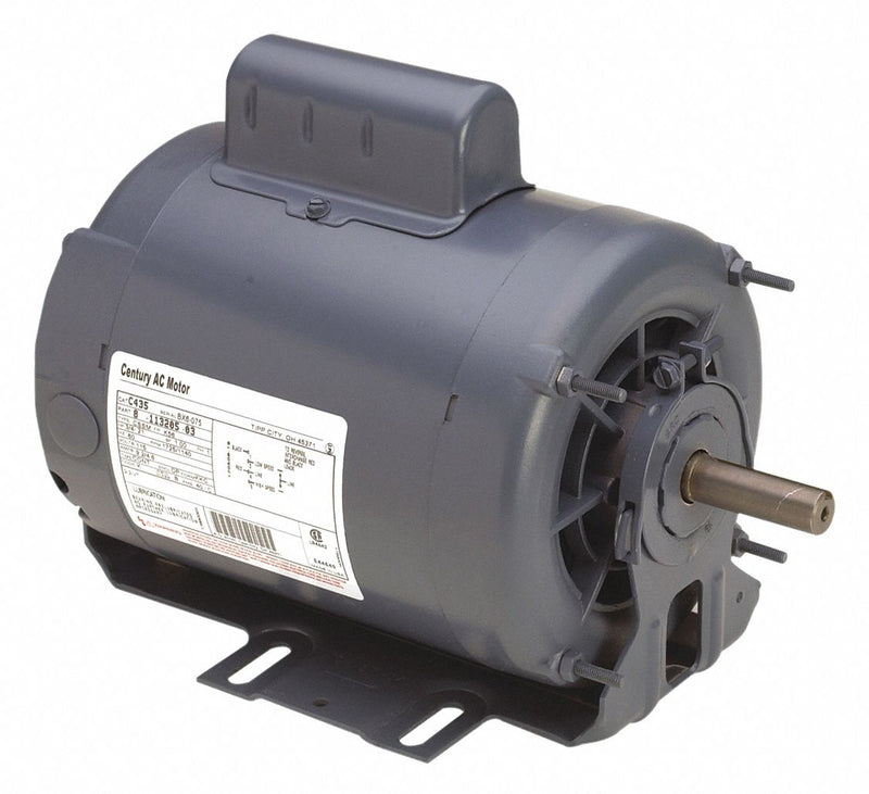 Century 1/2; 1/7 HP Belt Drive Motor, Capacitor-Start, 1725/1140 Nameplate RPM, 115 Voltage, Frame 56 - A56C64DRS40001A2A