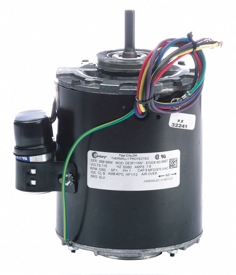 Century 1/12 HP Unit Heater Motor,Permanent Split Capacitor,1050 Nameplate RPM,115 Voltage, Frame 42Y - 9667