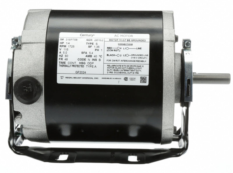 Century 1/4 HP Belt Drive Motor, Split-Phase, 1725 Nameplate RPM, 115 Voltage, Frame 48 - GF2024