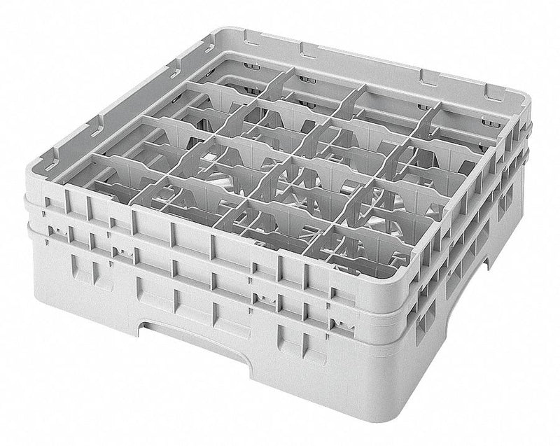 Cambro 19 3/4 in" x 19 3/4 in" x 8.875 in" Polyethylene Closed Glass Rack System with 16 Compartments, Gray - CA16S738151